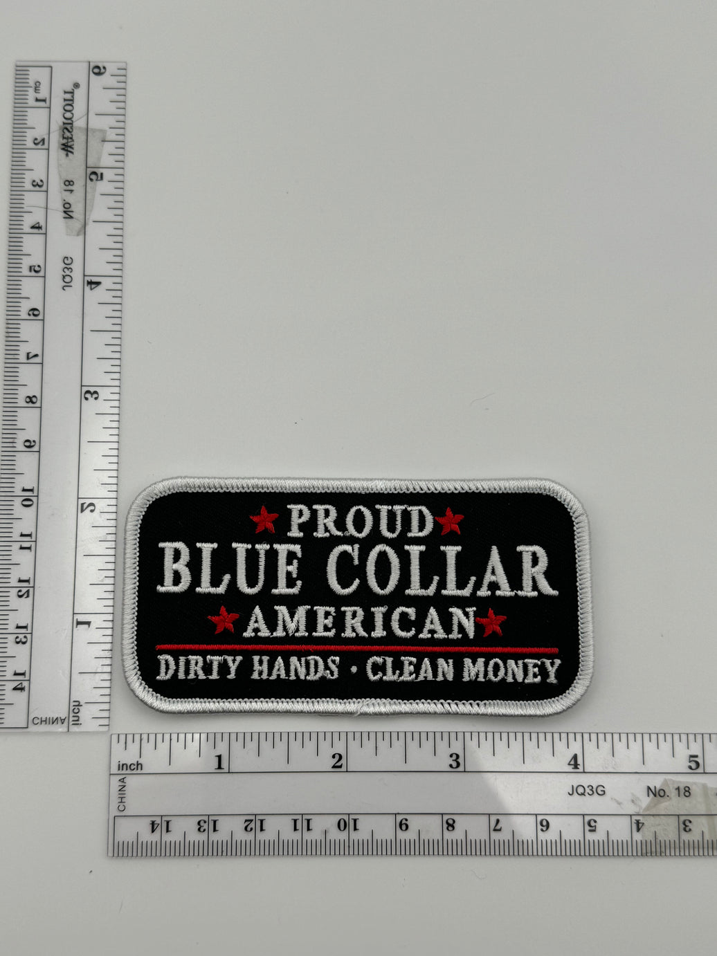 Blue Color Dirty Hands Clean Money (black patch)
