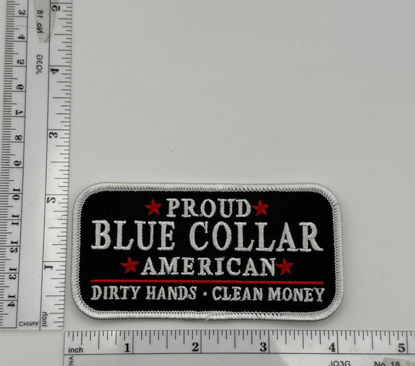 Blue Color Dirty Hands Clean Money (black patch)