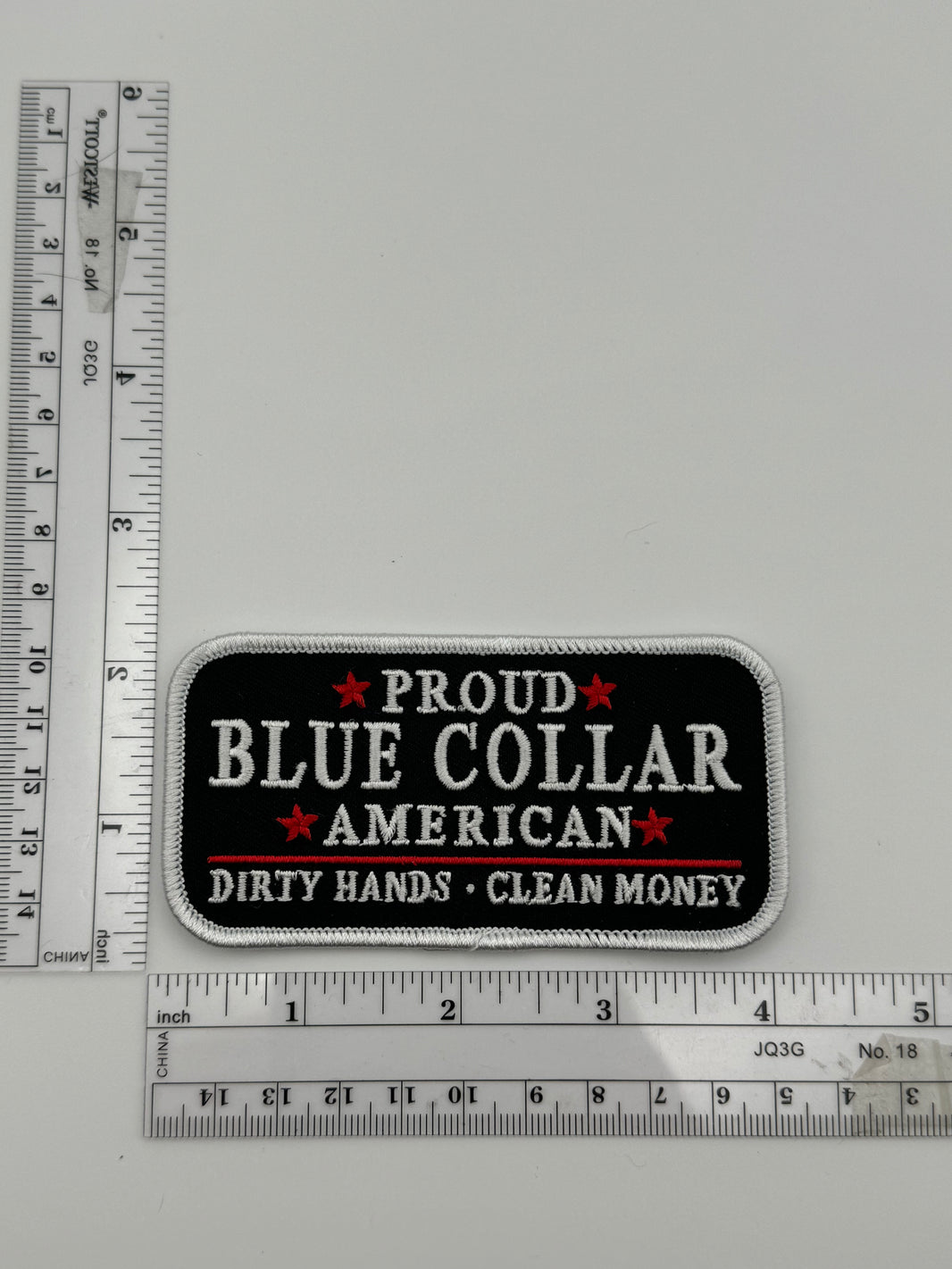 Blue Color Dirty Hands Clean Money (black patch)