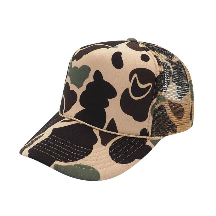 Nissun CSC - Foam Trucker Camo Hat, 5-Panel Camouflage Cap Brown Camo