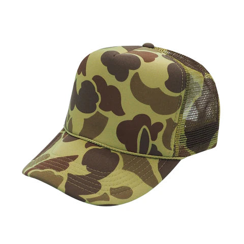 Nissun CSC - Foam Trucker Camo Hat, 5-Panel Camouflage Cap Green Camo