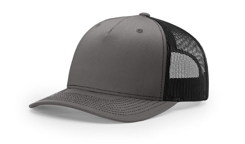 Richardson 112FP - 5-Panel Premium Trucker Snapback Hat Charcoal/Black