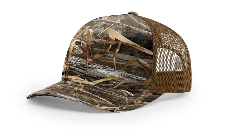 Richardson 112PFP Printed Five Panel Trucker Hat Camo Cap - 112 PFP Realtree Max-7/Buck