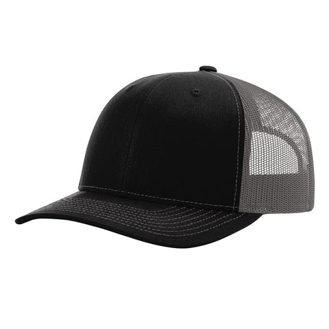 Richardson 112 Trucker Hat Snapback Cap Black/Charcoal