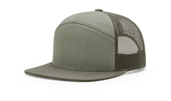 Richardson 168 7-Panel Trucker Hat, Flat Bill Snapback Loden