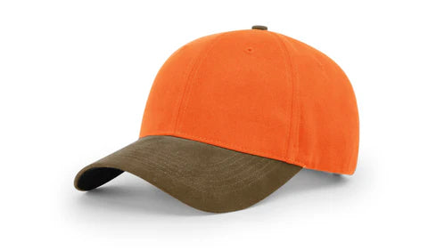 Richardson 884 Blaze Crown with Duck Cloth Visor Hat Blaze Orange/Buck - Strap Back