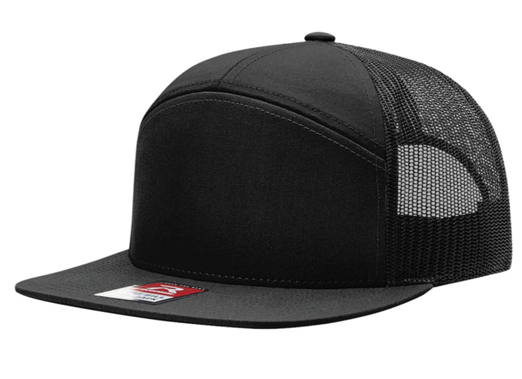 Richardson 7-Panel Flat-Bill Trucker Hat Black Snapback