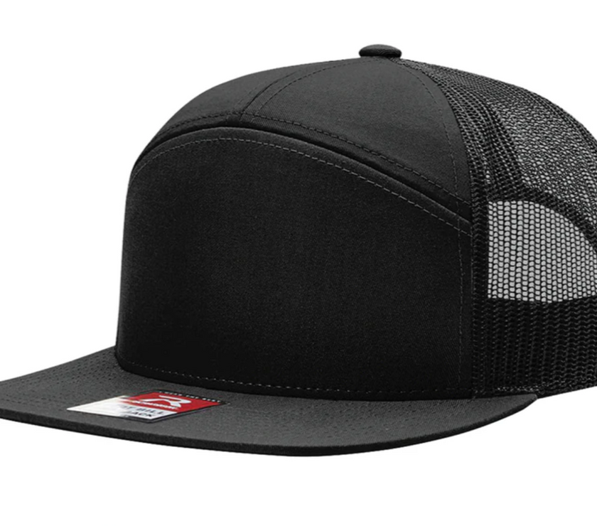 Richardson 7-Panel Flat-Bill Trucker Hat Black Snapback