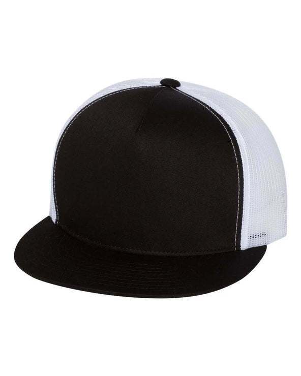 YP Classics®, Yupoong 6006 - Flat Bill Trucker Cap - 6006 Black/White