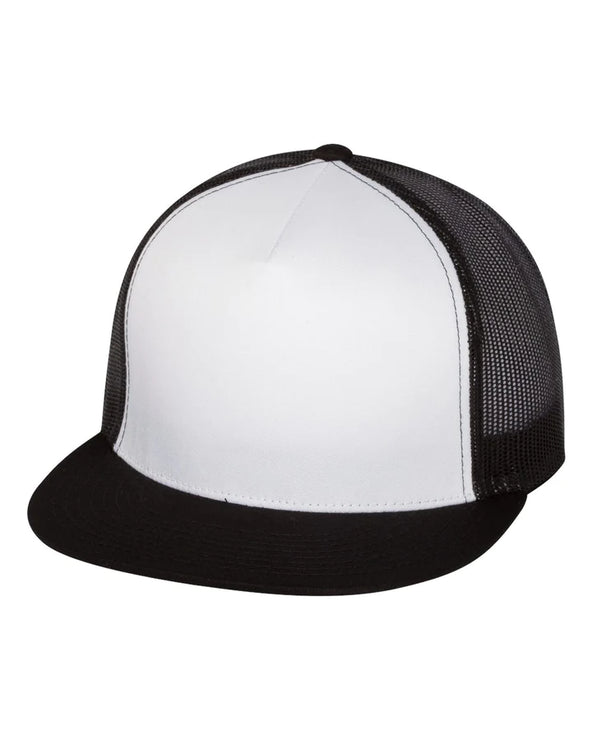 YP Classics®, Yupoong 6006 - Flat Bill Trucker Cap - 6006 Black/White/Black