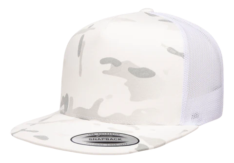 YP Classics®, Yupoong 6006 - Flat Bill Trucker Cap - 6006 Multicam Alpine/White