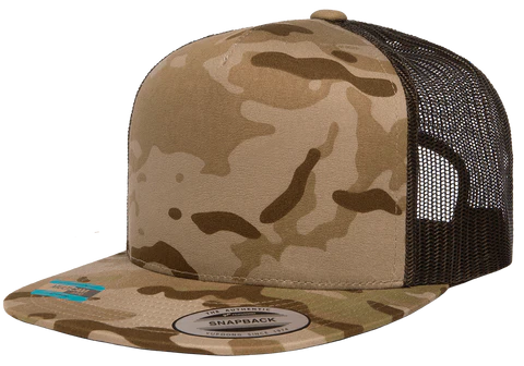 YP Classics®, Yupoong 6006 - Flat Bill Trucker Cap - 6006 Multicam Arid/Brown