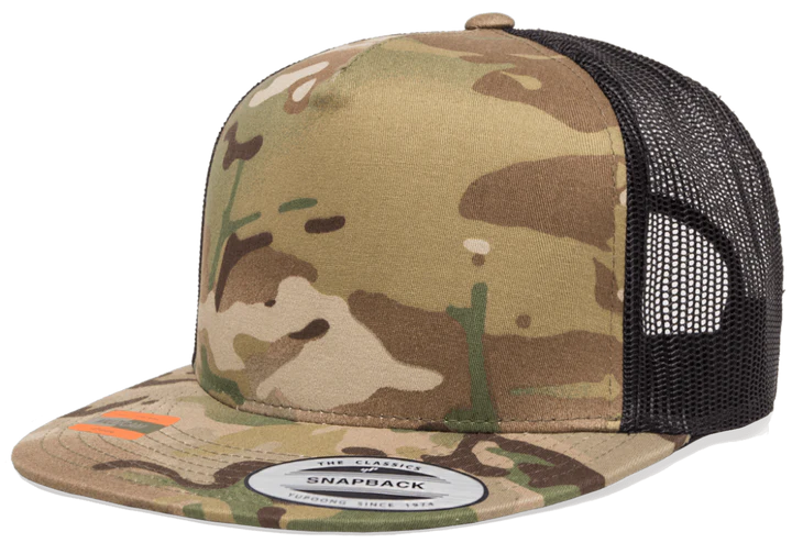 YP Classics®, Yupoong 6006 - Flat Bill Trucker Cap - 6006 Multicam Green/Black