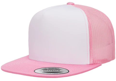 YP Classics®, Yupoong 6006 - Flat Bill Trucker Cap - Pink/White/Pink